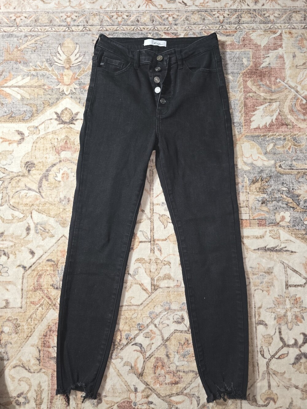 KanCan Black High-Rise Skinny Jeans with Raw Hem